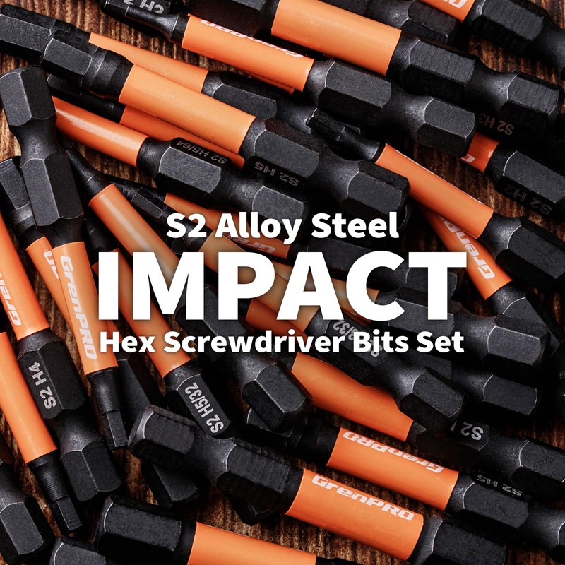 GrenPRO Hex Bit Set,Impact Hex Head Allen Wrench Drill Bit