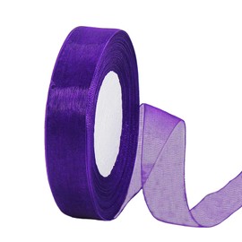 45 m Organza Ribbon Purple 20 mm Wide Chiffon Gift Ribbon Transparent Organza Ribbons Chiffon Ribbon Decorative Ribbon Gift Packaging Decorative Ribbon Tulle Ribbon for Christmas Wedding Christening