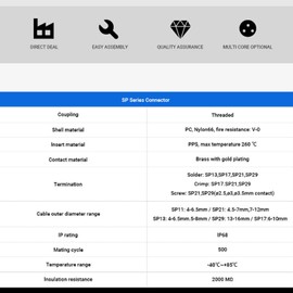 Elecbee SP13 Series Aviation Waterproof Connector, Industrial Aviation Plug Socket Circular Cable Connector IP68 Male Plug Female Socket in Line Type One Pair 5 Pin Connector with Waterproof Cover