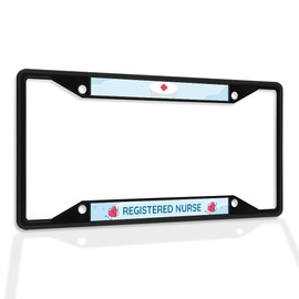 Fastasticdeals Metal Insert License Plate Frame Registered Nurse Weatherproof Car Accessories Black 4 Holes Solid Insert