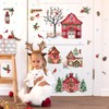 Christmas House Wall Stickers Waterclor Winter Snow Bird Tree House