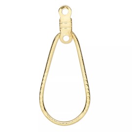 Platinum Beading Hoop, 10 Gold Plated Steel 16 Gauge 27x12.5mm Notched Teardrop Ear Wire