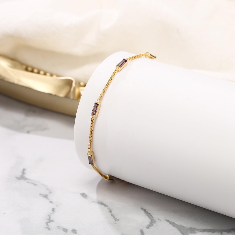 BriLove 925 Sterling Silver Dainty Purple Created Opal Charm Link