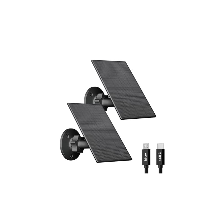 2W Solar Panel for Outdoor Security Cameras - Adjustable Mount & Waterproof