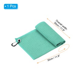 PATIKIL 12"x12" Tri-Fold Golf Towels, Waffle Pattern Towels Soft Fiber Strong Water Absorption with D Clip for Golf Lovers, Green