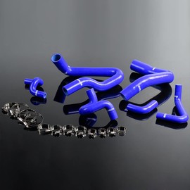 PIT66 Silicone Radiator Hose Kit,Compatible with 1986-1993 Mustang GT LX Cobra 5.0U Blue with Clamps