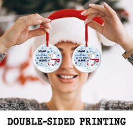 CHOANG Funny Snowman Ornaments - Ceramic Ornament Decor for Christmas Tree - Exchange Gifts with Friends, Families, Neighbors, Coworkers - How Snowflakes are Made Gag Gift