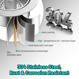 Pack of 2 304 Steel Sink Strainer Basket Kitchen Drain Hair Catcher Anti-Rust Rustproof for Drain Hole 71-85 mm Depth > 40 mm Steel Sink Filter Nets
