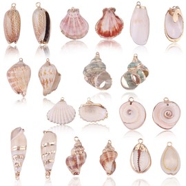 20PCS Shell Beads - Shells for Crafting,Seashell Charms for Making, Craft Shells Hole, Natural Seashells Beads White Cowrie Conch Shells Beads for DIY Bracelets Earrings Necklaces Making Gifts