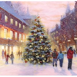 GBCC Charity Christmas Cards Pack of 8 - Charity Christmas Cards 2024 with a Snowy Village Tree Design Greeting - Eco-Friendly Xmas Cards Multipack with Envelopes