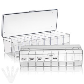 TEHAUX 2 Pcs Clear Cable Organizer Box Cord Storage Case with for Data Cables Headphones Cards for
