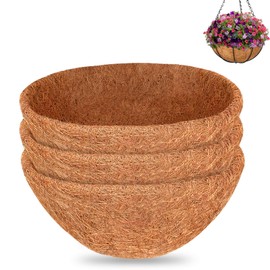 Halatool 3PCS 14 Inch Coco Liner Round Coco Coir Hanging Basket Liners 100% Natural Coconut Liners for Planters Coconut Basket Liners for Flowers Vegetables Indoor Outdoor Plants