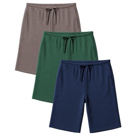 Andrew Scott Men's 3 Pack Soft & Light Cotton Drawstring Yoga Lounge & Sleep Jam Shorts/Jersey Shorts with Pockets (3 Pack-Hunter/Navy/Charcoal, XL 40-42)