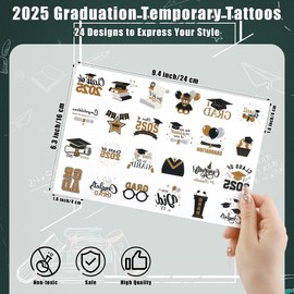 Fovths 144 Pieces 2025 Graduation Temporary Tattoos Graduation Tattoos Stickers Party Supplies New Grad Party Decorations for College Girls Boys Gifts, High School Senior Prizes, Congrats Grad Favor