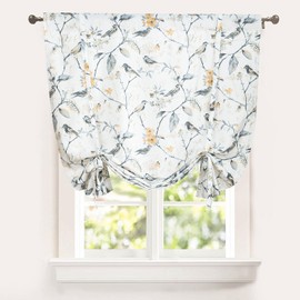 Leeva - Cortina de cortinas grises con amarre para sala de estar, elegante cortina de tratamiento de ventana para comedor oficina, 42 x 63 pulgadas, un panel