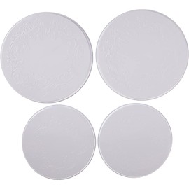 Range Kleen 5057 Set of 4 Round Ivy Embossed White Burner Kovers with 2 8.5 Inch and 2 10.5 Inch