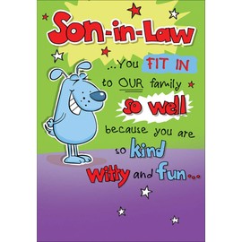 Piccadilly Greetings Birthday Card Son In Law -purple|green|yellow|blue|brown|red- 9 x 6 inches
