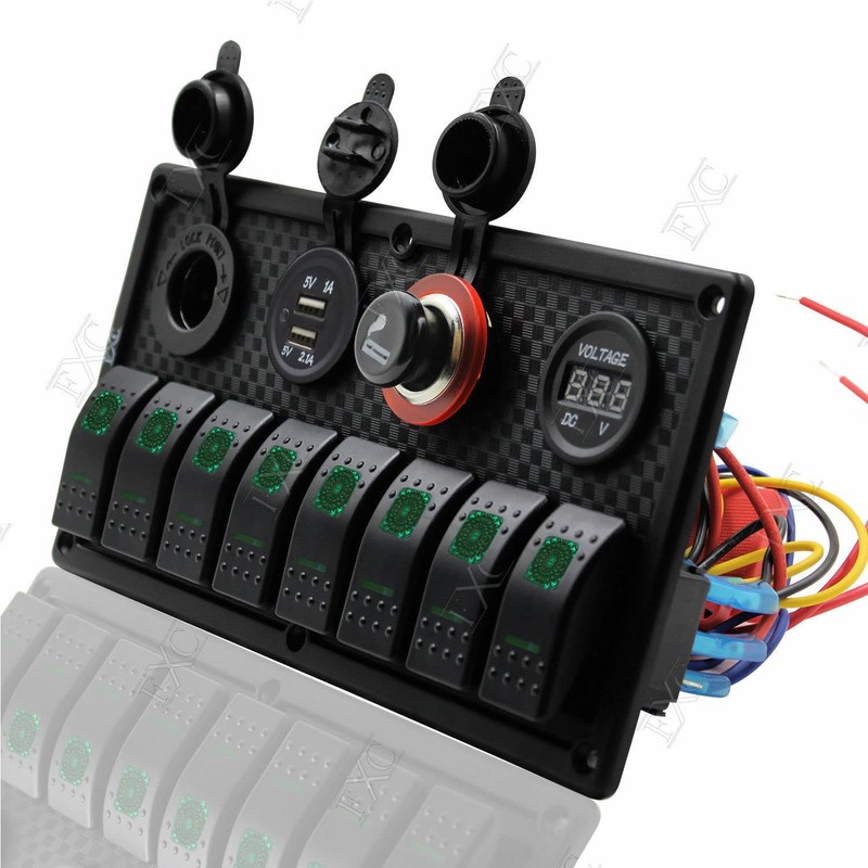 Riloer 8 Gang Rocker Switch On Off Panel Switch Overload