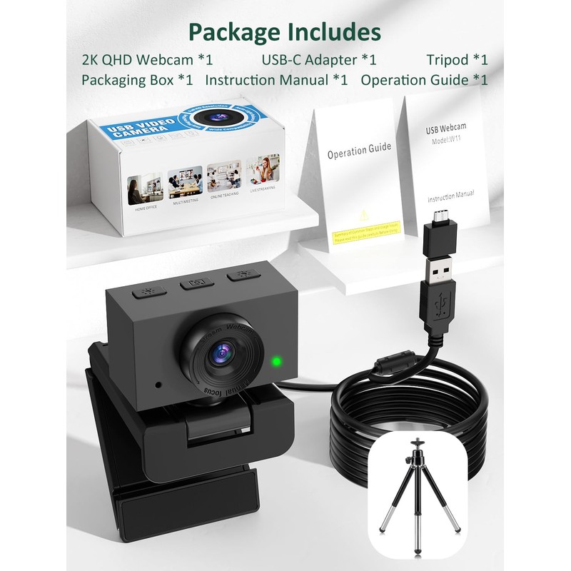 Danyesth Webcam for Laptop, 2K USB Web Camera for PC