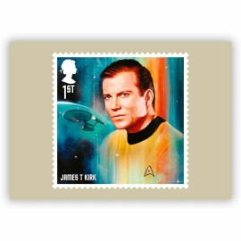 STAR TREK, JAMES T KIRK, ORIGINAL ROYAL MAIL POSTCARD, YEAR 2020