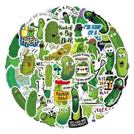 Pickle Stickers for Laptop (50 Pieces), Gift for Children, Teenagers, Adults, Boys, Pickle Waterproof Vinyl Stickers for Scrapbooking, Skateboard, Car, Luggage