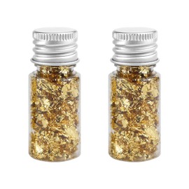 UPIQNG 2Pcs Gold Foil Paper Gold Leaf Gold Foil Flakes Bottled Gold Leaf Decoration for Nail Art Painting DIY Craft