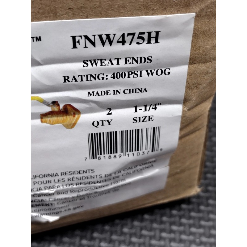 FNW Figure 475 Ball Valve Full Port Sweat 400# Brass