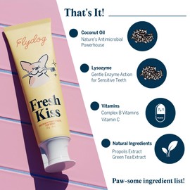 FlyDog Fresh Kiss Enzymatic Dog Toothpaste Kit - Vet Approved Organic Fomula with Coconut Oil, Tartar Remover for Dogs & Cats, 2 Tubes Pack with Toothbrushing Calendar & Brush Guide, Coconut Flavor