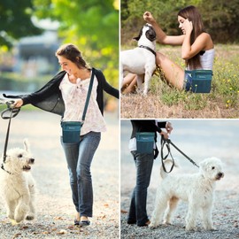 Ruoxzzsu Leckerlitasche für Hunde, Leckerlibeutel für Hunde, Tragbare Futterbeutel Hundetraining, Hände-freie Hundespaziergangstasche Snackbeutel (Lebendiges Blau)
