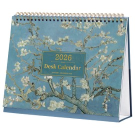 2026 Calendar - Desk Calendar 2026 from Jan. to Dec. 2026, Calendar 2026 with Holiday Reminders & Large Unruled Blocks, 25 x 20.5 x 8 cm, Almond Blossom