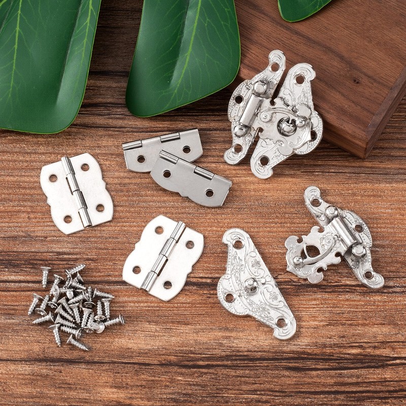 Isslly Small Jewelry Box Hardware, 2 Pcs Antique Hasp Latch