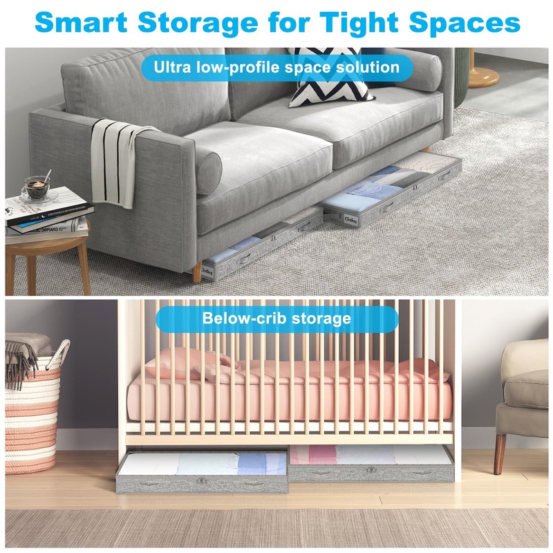 4 Inch Low Profile Under Bed Storage Drawer 4 Pack,