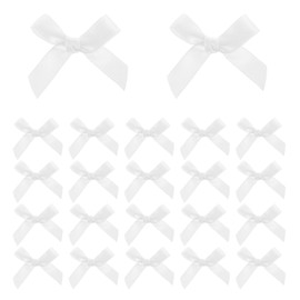 ZEYIYER 100PCS Mini Bows, Small White Bows Satin Fabric Bows Flowers, Tiny Bows Ribbon Cute Soft Bow Sewing Accessories for DIY Craft Sewing Scrapbooking Wedding Christmas Party Gift Decoration
