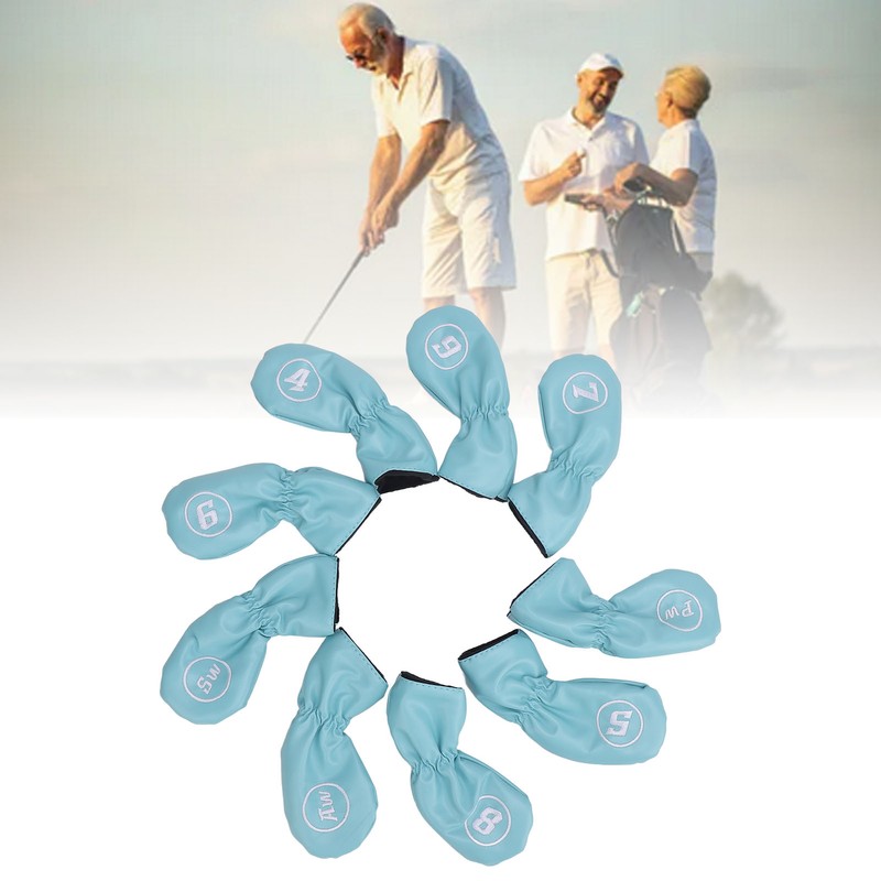 9pcs Golf Club Cover PU Leather Stylish Portable Golf Head