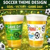 Soccer Party Cups 16 oz, 50 Pack Disposable Plastic Drinking