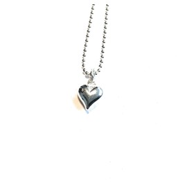 Sterling Silver 925 16inch Ballchain Necklace With 9mm Puff Heart Charm