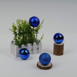 Emopeak 24Pcs Christmas Balls Ornaments Tree Ornaments for Xmas Tree Holiday Wreath Garland Decor Ornaments Birthday Valentines Day Easter Holiday Wedding Decorations(Navy Blue, 1.6"/4.2CM)