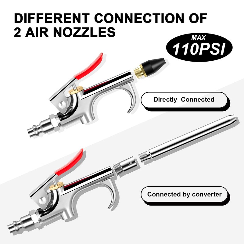 9 Pcs 2-Way Connection Air Nozzle Blow Gun Sets, Air