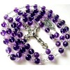 elegantmedical 8MM Amethyst Beads Rosary Cross Crucifix Catholic Necklace