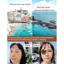 AMZVIO 2pcs Eye Shield After Cataract Surgery Dark Clear Plastic Shield with Elastic Strap,Cataract Eye Protection Patch for Sleeping After Surgery,Reduce The Sensitivity of The Eyes to Light