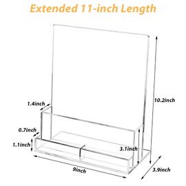 LISHINE 2 Pack Acrylic Brochure Holder 8.5x11 Brochure Display Stand with Business Card Trifold Rack Card Holder Clear Acrylic Literature Holder Plastic Flyer Pamphlet Holder Display Stand