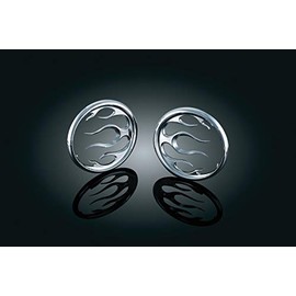 Kuryakyn 3788 Motorcycle Audio Accessory: Flame Speaker Grill Accents for 1996-2013 Harley-Davidson Touring & Trike Motorcycles, Chrome, 1 Pair