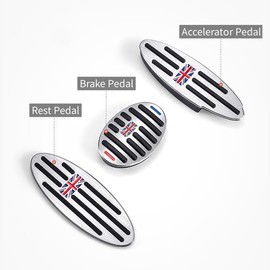 QFSM Car Footrest Pedal Cover Brake Pedal Pads for 2001-2024 Mini Cooper S Clubman Countryman R50 R53 R55 R56 R60 R61 F54 F55 F56 F60 Automatic Gear British Design (Red)