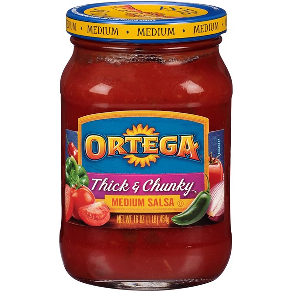Ortega Thick & Chunky Medium Salsa, 16 Ounce (Pack of 12)