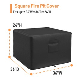 SHINESTAR Square Fire Pit Cover for 32-34 Inch Fire Pit with Spark Screen, 32 Inch Gas Fire Table with Wind Guard, 36 x 36 x 24 Inch, Sturdy and Waterproof