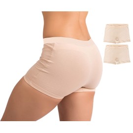 EVARI Women's Boyshort Panties Comfortable Cotton Underwear Pack of 2 (Beige, 3X-Large)