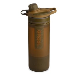 Botella purificadora de agua GRAYL GeoPress de 24 oz - Filtro para senderismo, camping, supervivencia, viajes (Marrón Coyote)