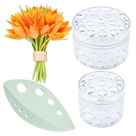 Leeneen 2PCS Spiral Ikebana Stem Holder,Hanataba Flower Arranger Twist,DIY Bouquet Twister for Flowers Stems of Various Sizes wiht Herb Stripper(Small&Large) (transparent)