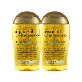 OGX Set of 2 Extra Strength Renewing  Argan Oil of Morocco Penetrating Hair Oil Treatment, Deep Moisturizing Serum for Dry, Damaged  Coarse Hair,...  