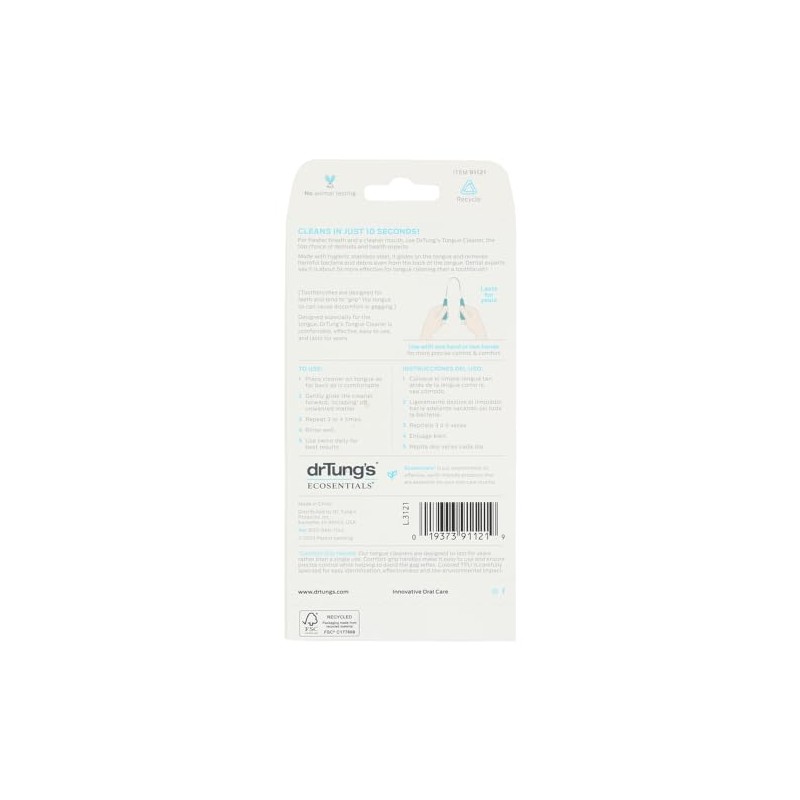 Dr. Tung's Limpiador de lengua de acero inoxidable, 1 unidad